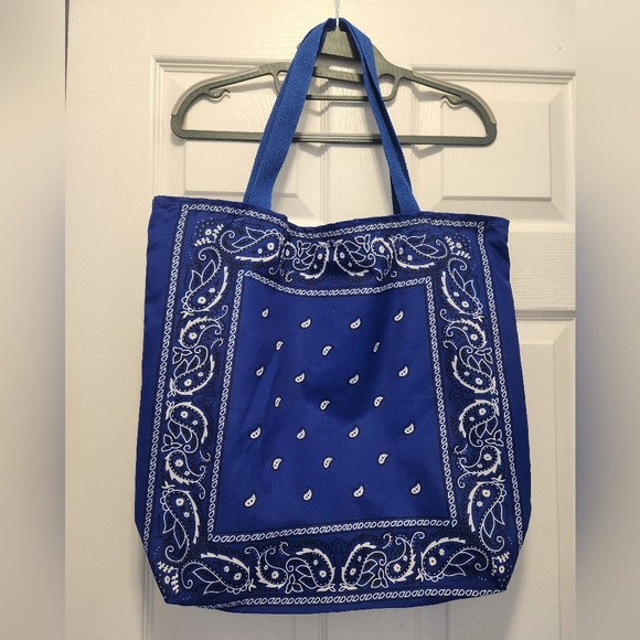 xxx Handbags - Blue Bandana-Print Tote Bag